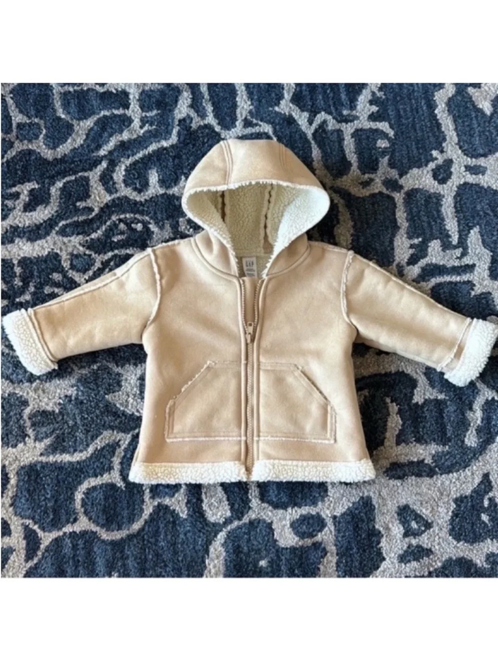 Gap Baby/Kids/Boys/Girls Faux Suede Shearling Zip Hooded Jacket/Coat Sz 6-12M